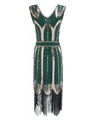 GREEN AND GOLD GATSBY DRESS