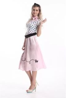50S PINK WHITE POLKADOT POODLE SKIRT TEENS
