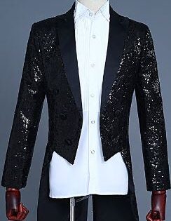 SEQUIN TAILCOAT DELUX - BLACK