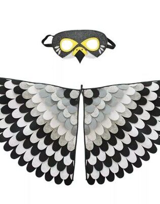 KIDS BOOK CHARACTERS BIRD WINGS MASK BLACK AND WHITE