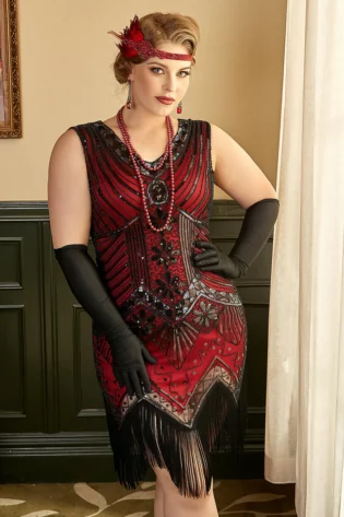 RED AND BLACK FLAPPER DRESS