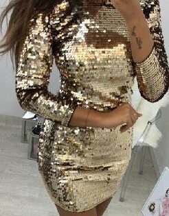 70S DISCO SEQUIN DRES GOLD