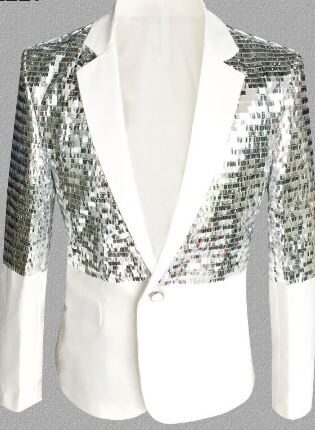 70S DISCO JACKET DELUX - WHITE AND SILVER SEQUIN