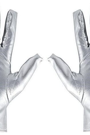 SILVER MATALIC GLOVES  MEDIUM