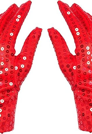 RED SEQUENCED SHORT GLOVES