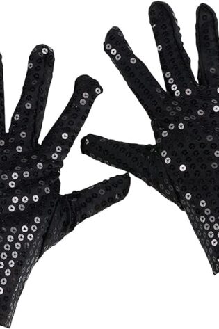 BLACK SEQUENCED SHORT GLOVES