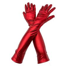 LONG RED MATALIC GLOVES