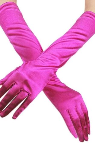 LONG PINK SHINNY  GLOVES