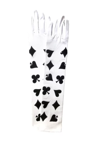 LONG WHITE PLAYING CARD GLOVES