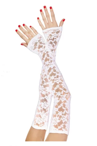 LONG FINGERLESS RED LACE GLOVES