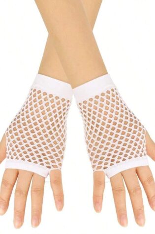 SHORT NET GLOVES WHITE