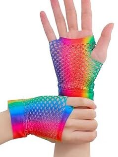 SHORT NET GLOVES RAINBOW