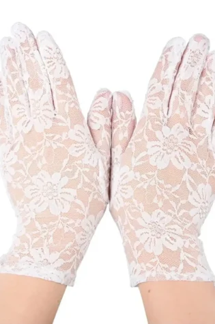 SHORT WHITE LACE GLOVES