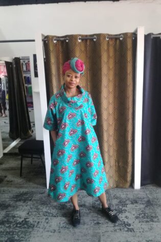 AFRICAN HERITAGE AFROPOLITAN TEAL SHWE SHWE DRESS -LADIES