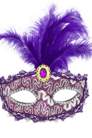 PURPLE WITH PURPLE TRIM AND FEATHER