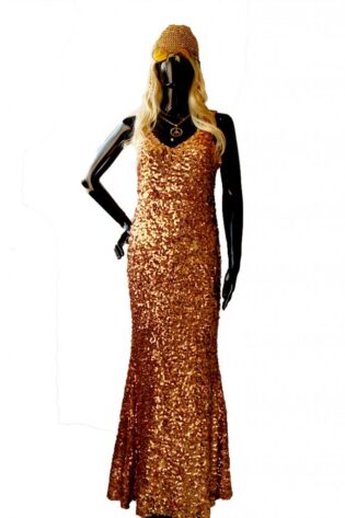 70s DISCO DRESS - LONG GOLD SEQUIN