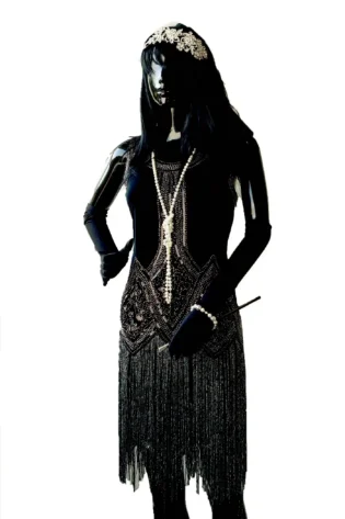 GOLD SEQUINNED BLACK FLAPPER DRESS