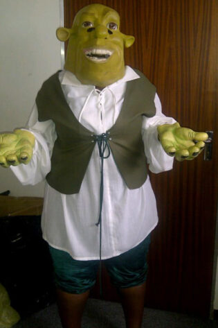 SHREK - SHREK TUNIC AND WAISTCOAT ANND SHREK LATEX MASK