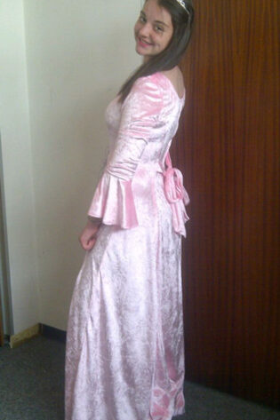 PRINCESS AURORS DRESS/ PINK MEDIEVAL DRESS AND ACCESSORIES - SILVER CROWN