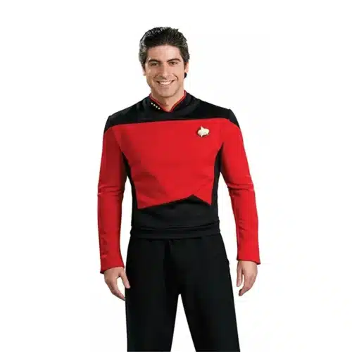 Man in red Star Trek uniform costume