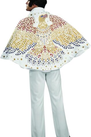 70S ELVIS PRESLEY WHITE BEDAZZLED JUMPSUIT