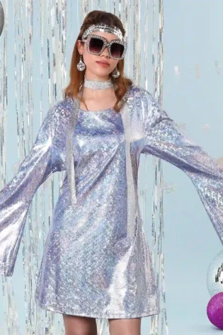 70s DISCO DRESS -PSYCHEDELIC BLUE