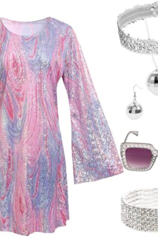 70S DISCO DRESS-PSYCHEDELIC PINK
