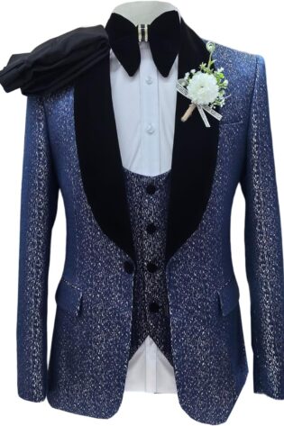 GOLD ON BLUE TUXEDO SUIT