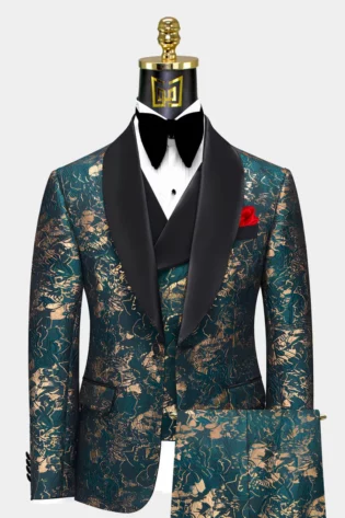 GREEN AND GOLD TUXEDO SUIT