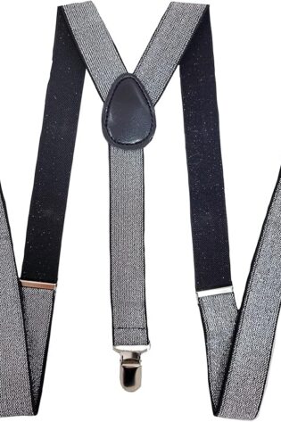 GLITTER SUSPENDERS BLACK AND SILVER