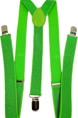 GLITTER SUSPENDERS LIME GREEN