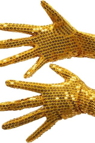 GOLD SEQUINED SHORT GLOVES