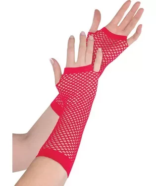 LONG NET GLOVES RED