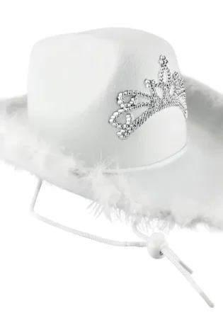 COWGIRL HAT WHITE  WITH CROWN