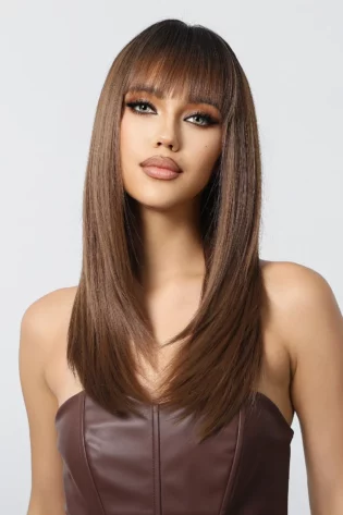 LONG STRAIGHT WIG DARK BROWN