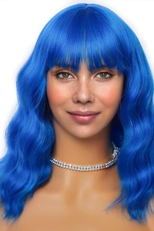 LONG WIG WITH WAVE ROYAL BLUE