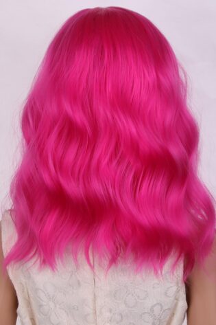 LONG WIG WITH WAVE BRIGHT PINK