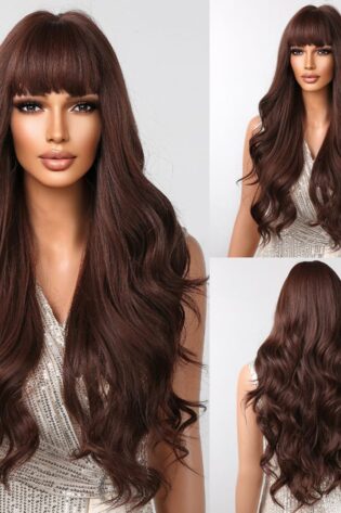 EXTRA LONG WAVY DARK BROWN WIG