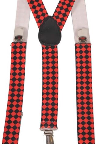 SUSPENDERS RED AND BLACK CHECK