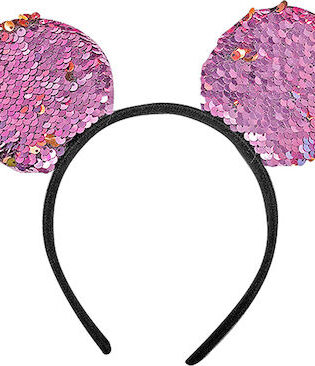 SEQUIN BEAR EARS LIGHT PINK AND GOLD