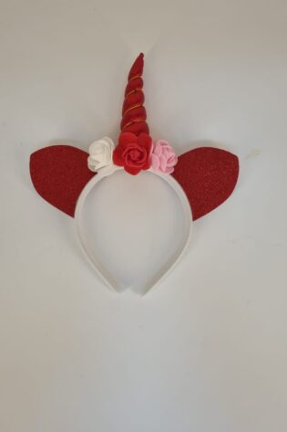 UNICORN ALICE BAND RED WITH FLOURS