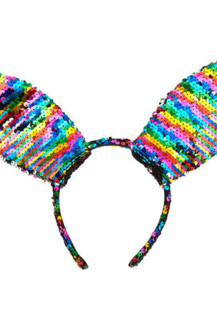 FURRY RAINBOW SEQUIN BUNNY EARS