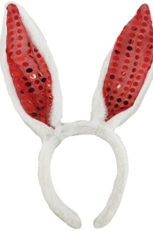 FURRY RED SEQUIN BUNNY EARS