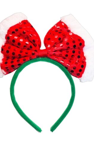 CHRISTMAS BOW RED SEQUIN WITH WHITE FUR