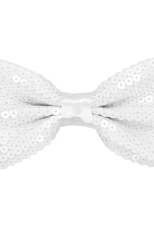 WHITE SEQUIN BOW TIE