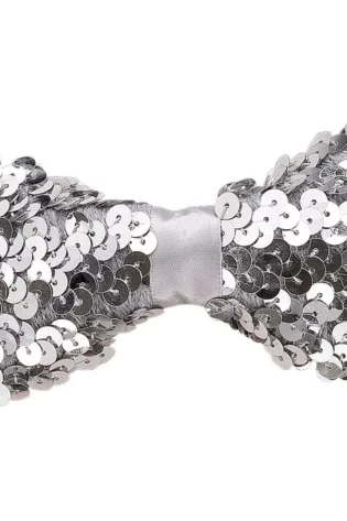 SILVER SEQUIN BOW TIE