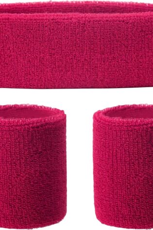 HEADBAND AND CUFFS BRIGHT PINK