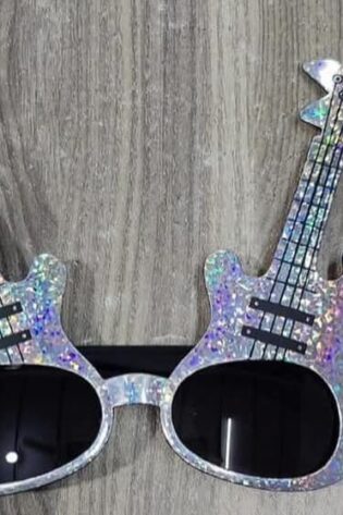 GUITAR GLITTER GLASSES SILVER