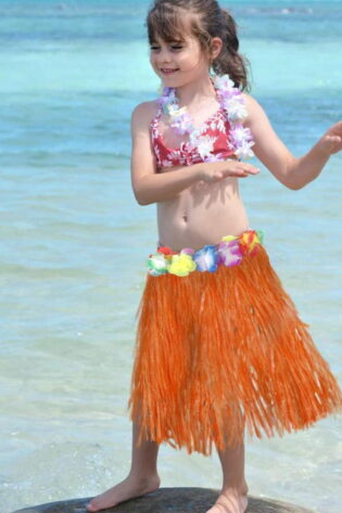 HAWAIIAN GRASS SKIRT ORANGE