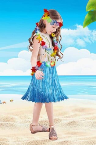 HAWAIIAN GRASS SKIRT BLUE